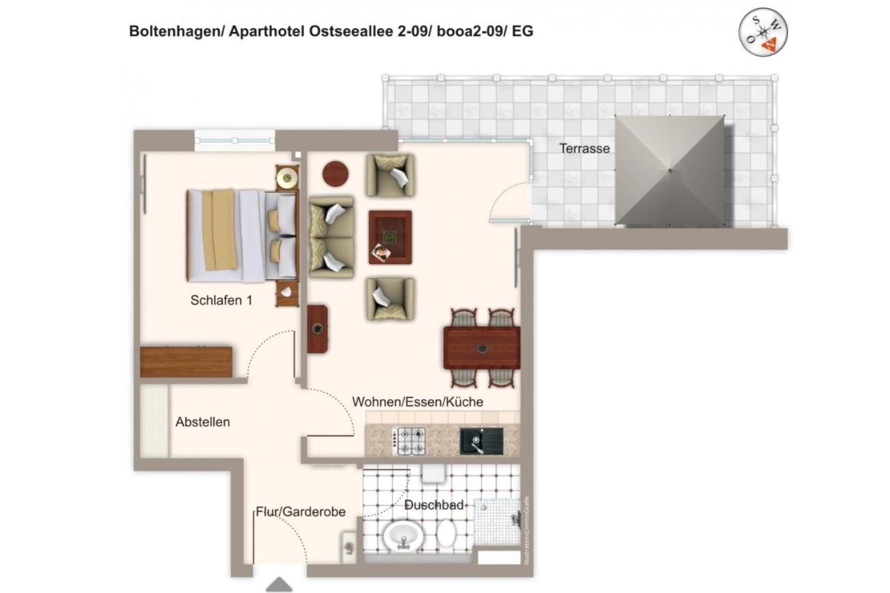 Aparthotel Ostseeallee Aparthotel Ostseeallee 2-09 博尔滕哈根 外观 照片